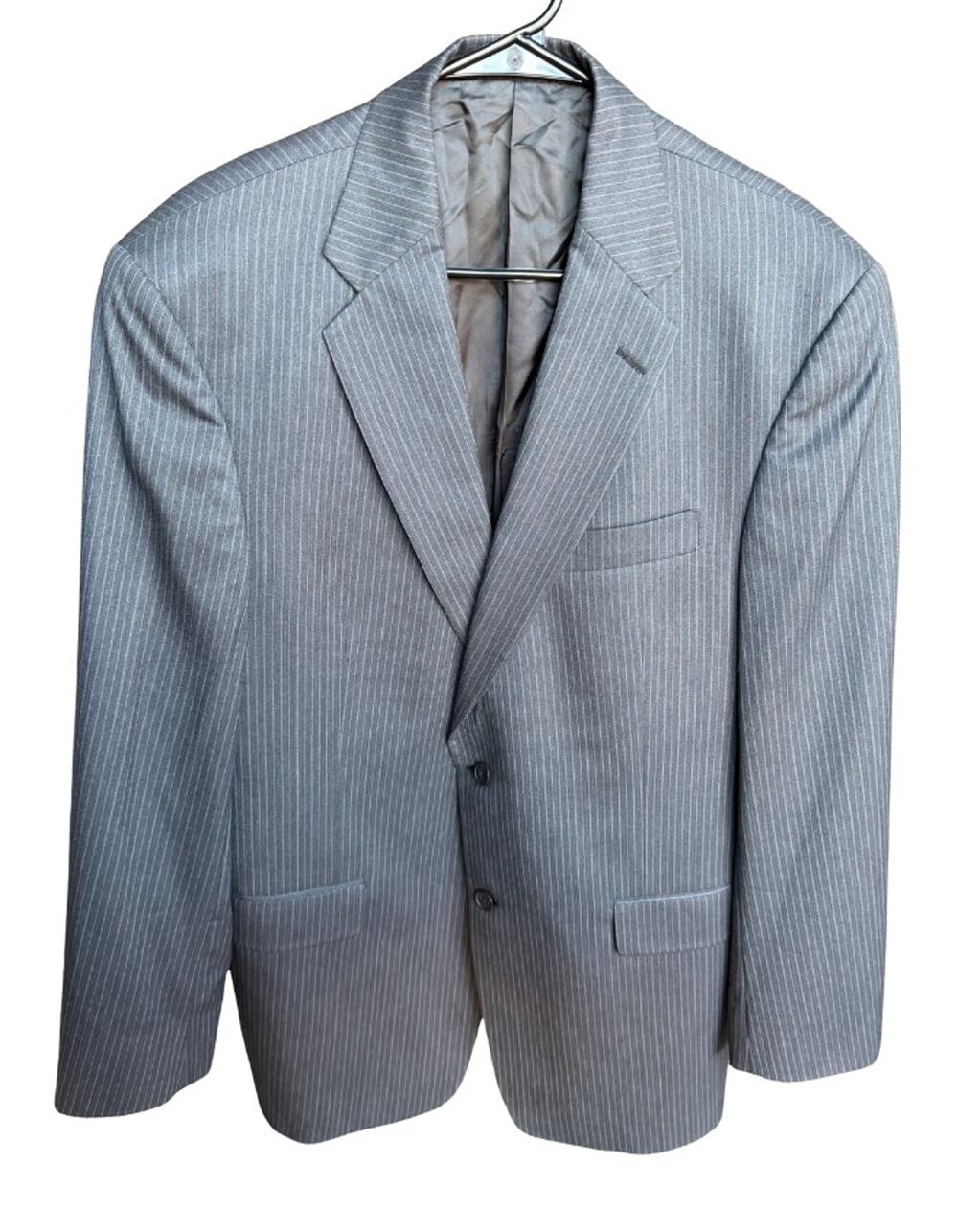 Dillard’s Gold Trumpeter Gray Pinstripe Blazer Men’s Suit Jacket 42R Made In USA - Picture 1 of 10